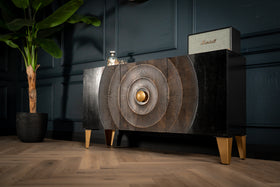 Sunset Handcrafted Solid Mango Wood Sideboard Black 140 cm