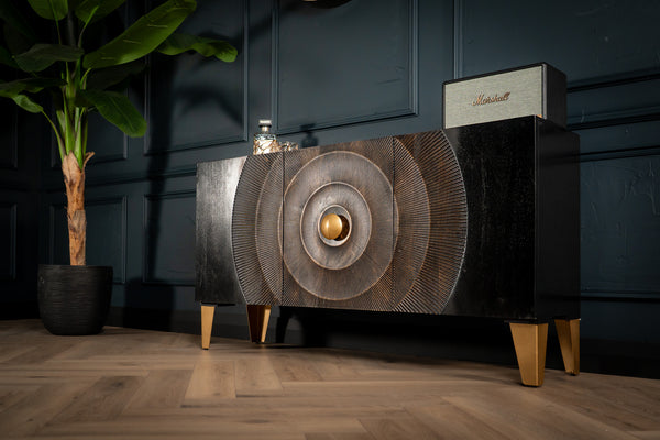 Sunset Handcrafted Solid Mango Wood Sideboard Black 140 cm