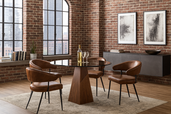 Vienna Genuine Leather Dining Chair in Antique Brown with Black Legs