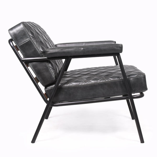 Noir Genuine Leather Lounge Chair in Dark Graphite