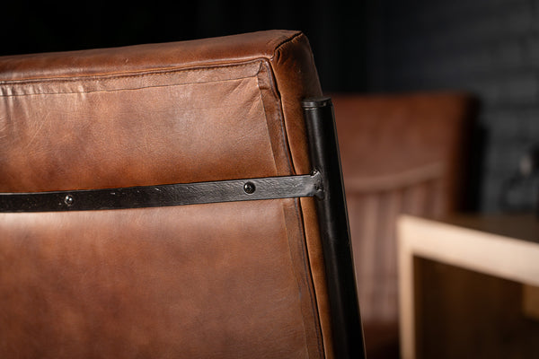 Veneto Genuine Leather Cantilever Barstool Chair Brown