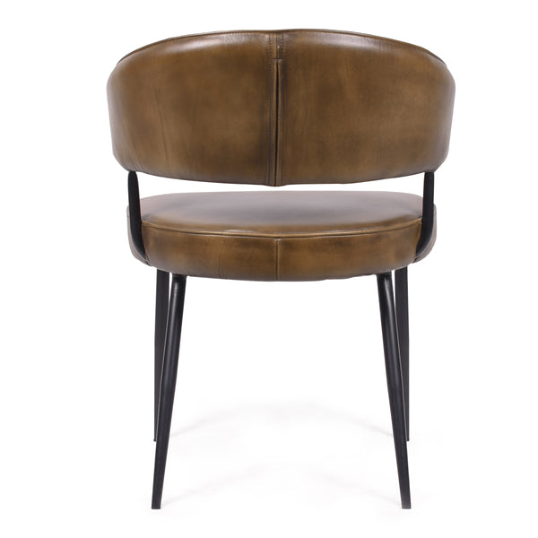 Vienna Genuine Leather Dining Chair in Antique Brown with Black Legs