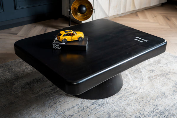 Amazon Solid Mango Wood Black Coffee Table with Metal Butterfly Inserts 110 cm