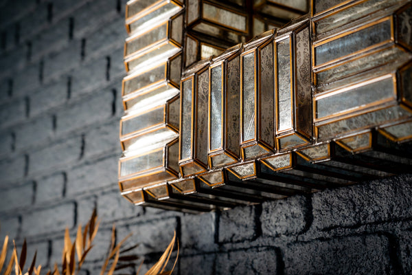 Aurora Handcrafted Embossed Mirror Wall Lamp in Brass Antique 79cm