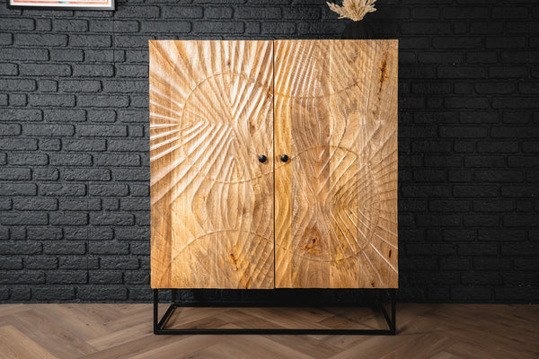 Scorpion Highboard Cabinet 3D Solid Mango Wood in Natural Brown 120CM