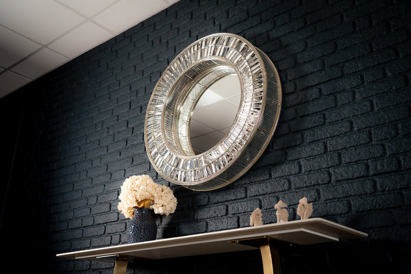 Aurora Halo Handcrafted Round Mirror Wall Lamp 90cm