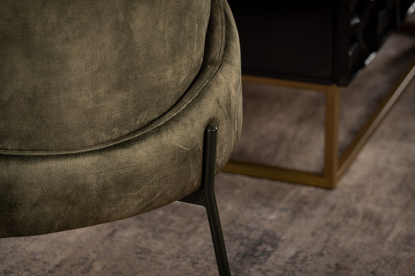 Milo Lounge Chair in Dark Green with Black Powder Coating Legs