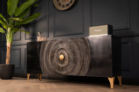 Sunset Handcrafted Solid Mango Wood Black Sideboard 177 cm 2.0