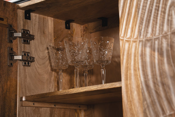 Scorpion Highboard Cabinet 3D Solid Mango Wood in Natural Brown 120CM