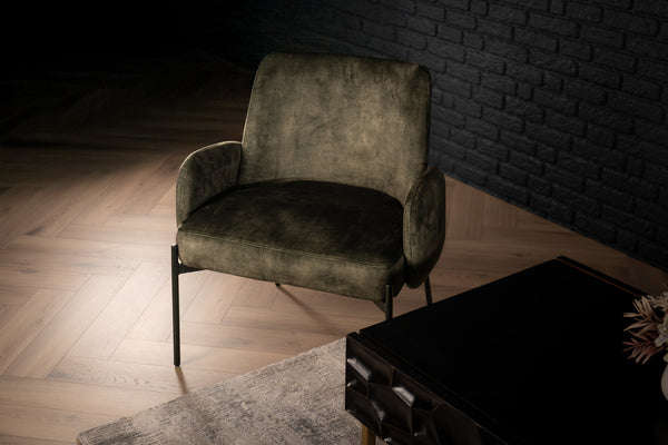 Milo Lounge Chair in Dark Green with Black Powder Coating Legs