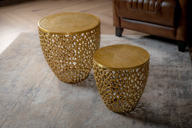 Golden Coral Aluminium Design Gold Side Table Set of two 40cm/30cm