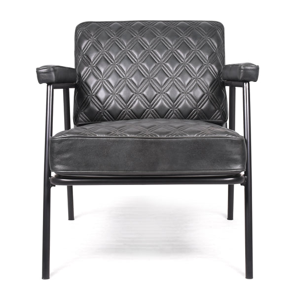 Noir Genuine Leather Lounge Chair in Dark Graphite