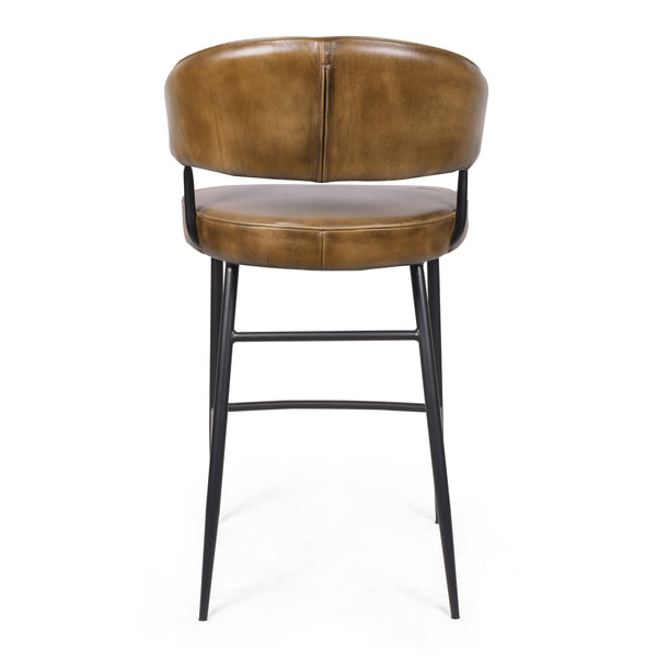 Vienna Genuine Leather Bar Stool in Vintage Brown and Black Legs