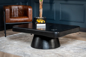 Amazon Solid Mango Wood Black Coffee Table with Metal Butterfly Inserts 110 cm