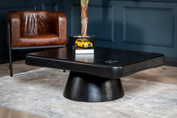 Amazon Solid Mango Wood Black Coffee Table with Metal Butterfly Inserts 110 cm