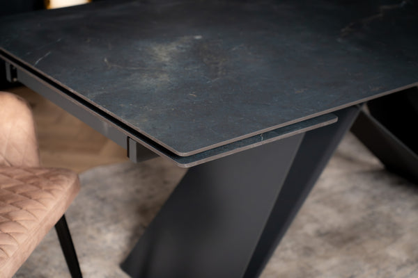 Apollo Extendable Italian Sintered Stone Dining Table in Black Diamond Marble Look 180-220-260 cm