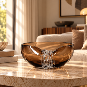 Smoked Brown Handmade Glass Decorative Bowl - 25cm