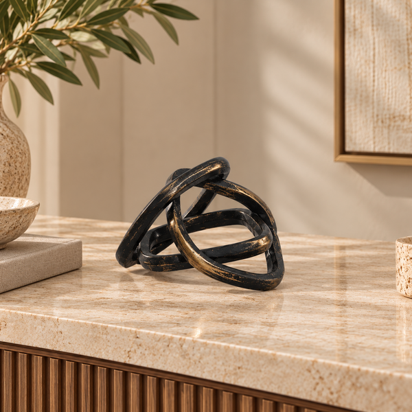 Black & Gold Knot Ornament - 17cm