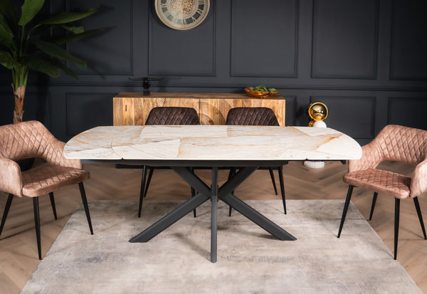 Integri Italian Sintered Stone Rotating Extendable Dining Table in Rusty Stone Colour 140–200 cm