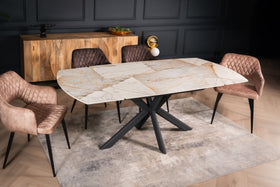 Integri Italian Sintered Stone Rotating Extendable Dining Table in Rusty Stone Colour 140–200 cm