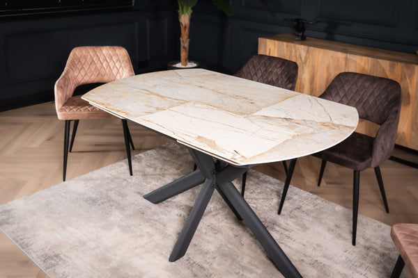 Integri Italian Sintered Stone Rotating Extendable Dining Table in Rusty Stone Colour 140–200 cm