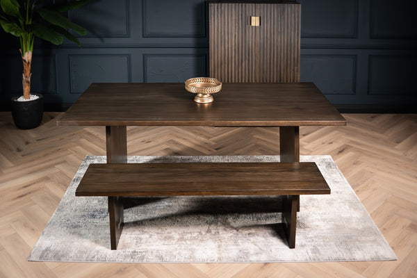 Butterfly Solid Mango Wood Dining Bench in Grey 160 cm