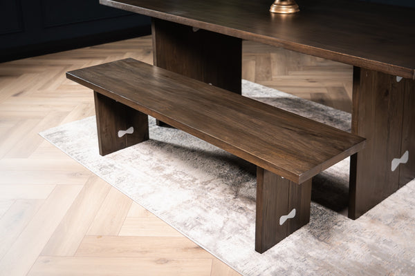 Butterfly Solid Mango Wood Dining Bench in Grey 160 cm