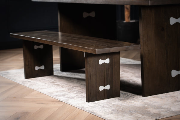 Butterfly Solid Mango Wood Dining Bench in Grey 160 cm