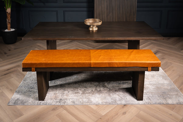 Louvre Solid Mango Wood Bench with Fluted Legs Design in Grey Brown 170 cm