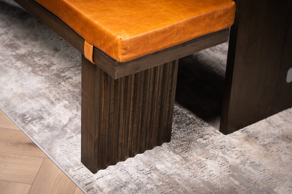 Louvre Solid Mango Wood Bench with Fluted Legs Design in Grey Brown 170 cm