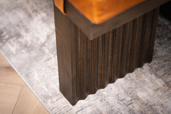 Louvre Solid Mango Wood Bench with Fluted Legs Design in Grey Brown 170 cm