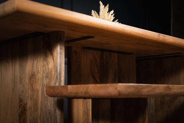 Rodos Solid Mango Wood Dining Wood Table with Rectangular Wooden Base 200 cm