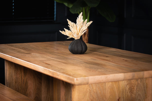 Rodos Solid Mango Wood Dining Wood Table with Rectangular Wooden Base 200 cm