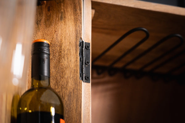 White Mountain Design Large Solid Mango Bar Drinks Cabinet with 3D Rock Carving in White 140 cm