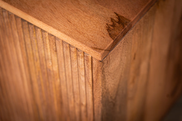 Cedric Solid Mango Wood Natural Brown TV Unit with Stone Inset Handles 130cm