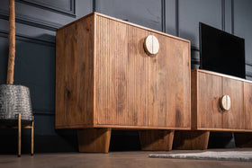 Cedric Solid Mango Wood Small Bar Cabinet with Stoned Inset Handles 80cm