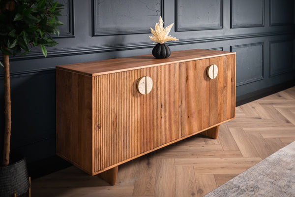 Cedric Solid Mango Wood Natural Brown Sideboard with Stone Inset Handles 150cm