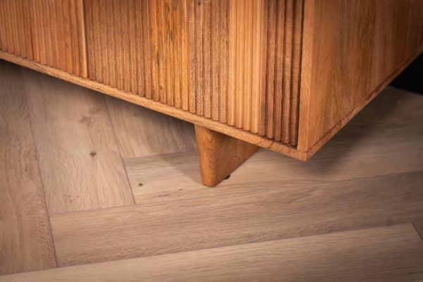 Cedric Solid Mango Wood Natural Brown Sideboard with Stone Inset Handles 150cm