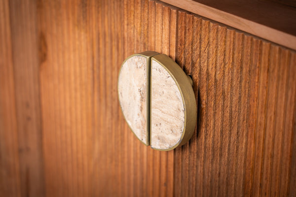 Cedric Solid Mango Wood Natural Brown Sideboard with Stone Inset Handles 150cm
