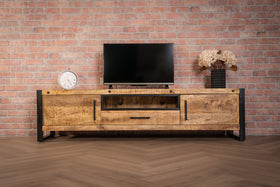 Iron Industrial Style Large Mango Wood Sideboard TV unit Lowboard 200 cm
