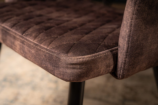 Glamour Elegant Grey Dark Brown Velvet Chair with Decorative Quilting and Black Legs