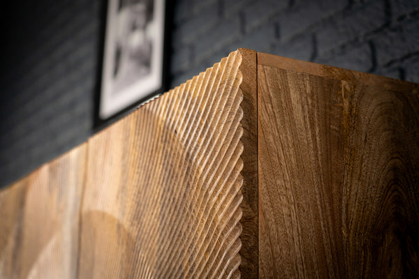 Sunset Handmade Solid Mango Wood Highboard in Natural with Golden Legs 100 cm