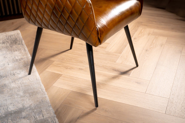 Genuine Leather Dining Armchair Antique Brown with Black Legs – Hudson