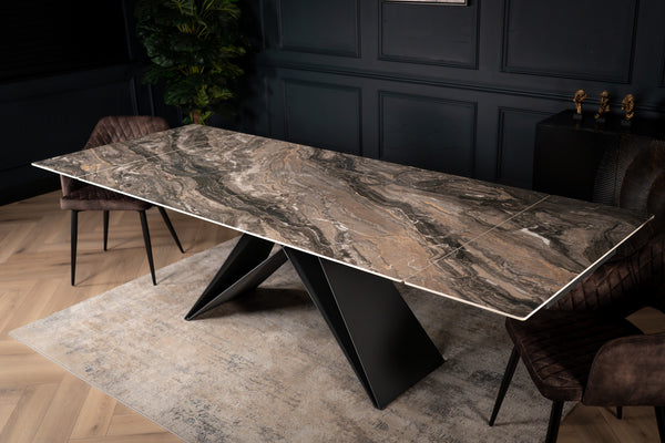 Apollo Extendable Italian Sintered Stone Dining Table in Matt Taupe Brown Marble Look 180-220-260 cm