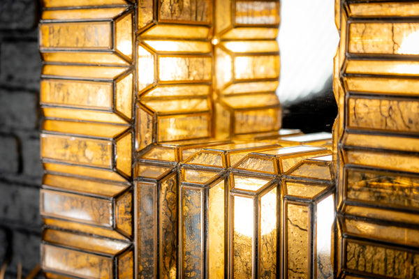 Aurora Handcrafted Embossed Mirror Wall Lamp in Brass Antique 79cm