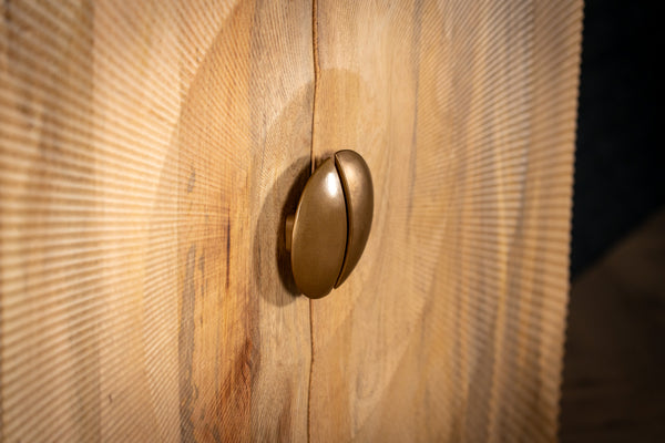 Sunset Handmade Solid Mango Wood Highboard in Natural with Golden Legs 100 cm