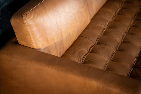 California Genuine Leather 3 Seater Sofa in Light Brown Colour 185 cm