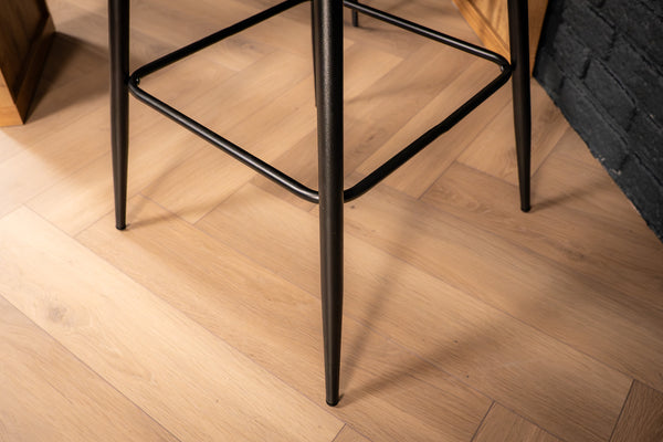 Glamour Elegant Petrol Blue Velvet Barstool with Black Coated Legs