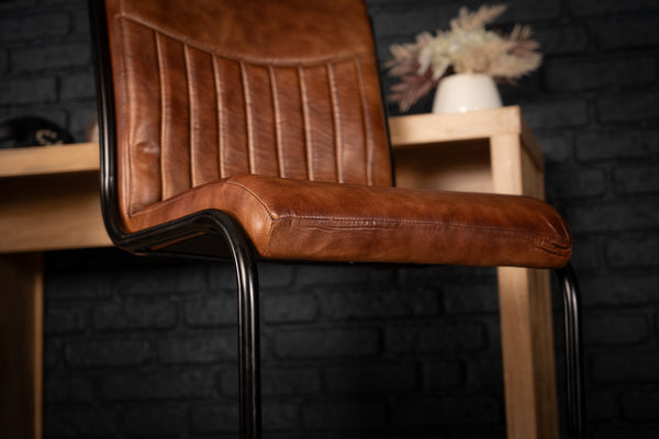Veneto Genuine Leather Cantilever Barstool Chair Brown