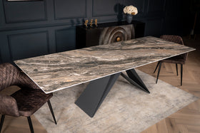 Apollo Extendable Italian Sintered Stone Dining Table in Matt Taupe Brown Marble Look 180-220-260 cm